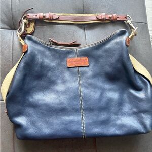 Dooney & Bourke Navy and Tan Leather Tote